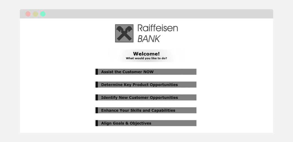 Raiffeisen Bank Toolbox - Welcome Screen